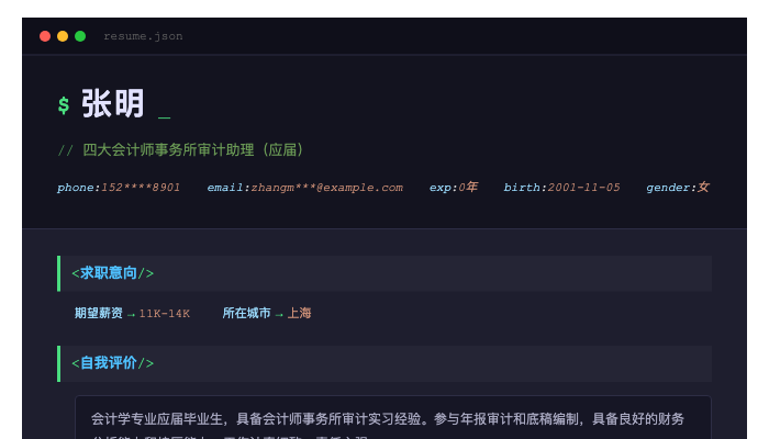 四大会计师事务所审计助理（应届）简历示例